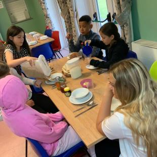 Breakfast is in full swing on day four at Trewern.